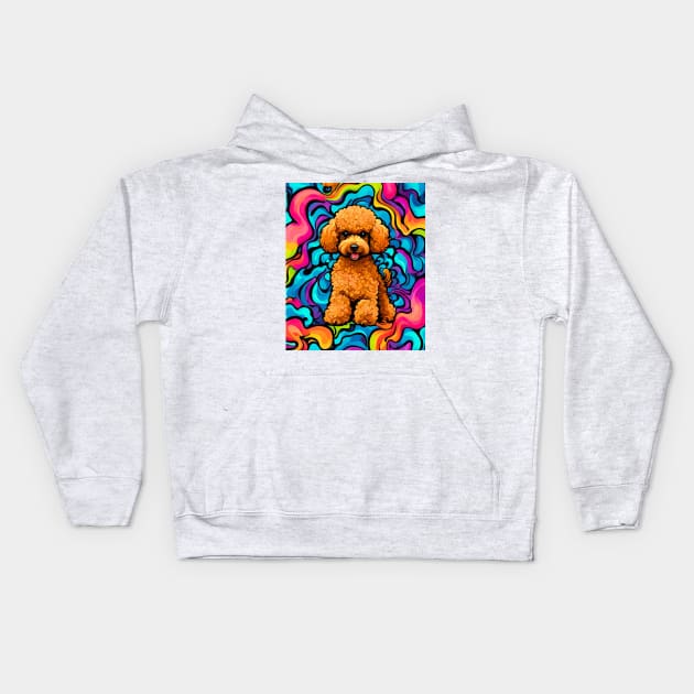 Psychedelic Toy Poodle Kids Hoodie by Doodle and Things